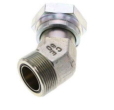 UN 1-11/16''-12 x UN 1-11/16''-12 F/M Zinc plated Steel 45 deg Elbow Fitting ORFS 250 Bar - Hydraulic