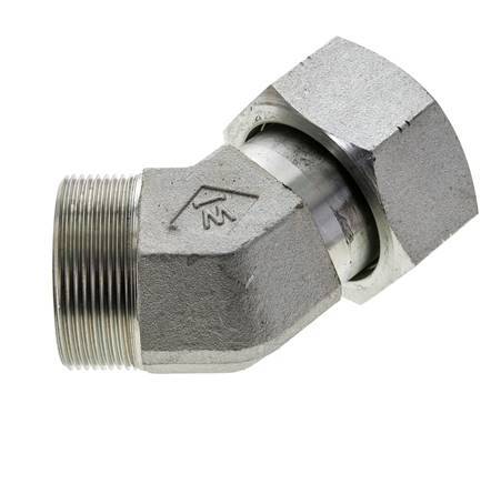 UN 2''-12 x UN 2''-12 F/M Zinc plated Steel 45 deg Elbow Fitting ORFS 250 Bar - Hydraulic