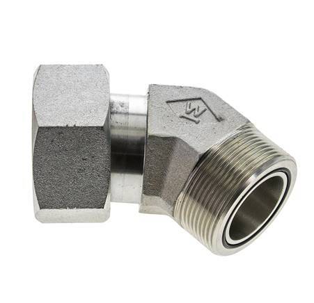 UN 2''-12 x UN 2''-12 F/M Zinc plated Steel 45 deg Elbow Fitting ORFS 250 Bar - Hydraulic