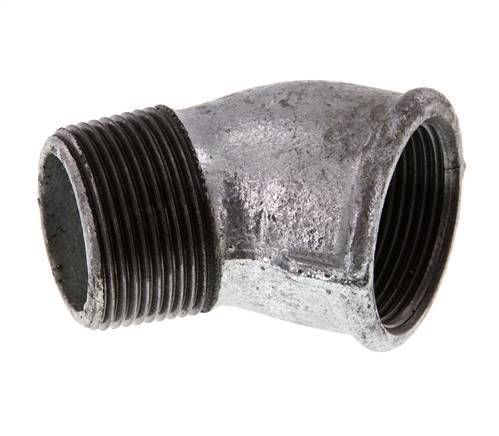 Rp 1 1/4'' x R 1 1/4'' F/M Zinc plated Cast iron 45 deg Elbow Fitting 25 Bar