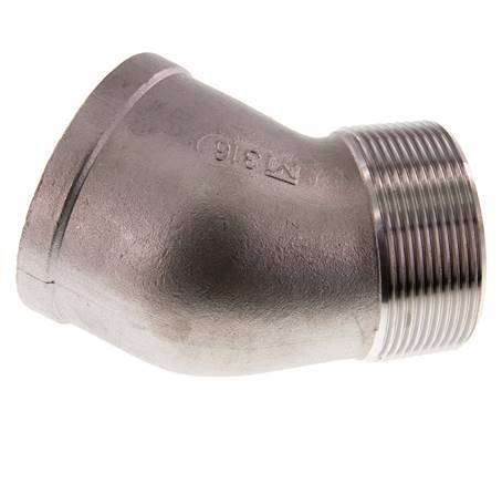Rp 2'' x R 2'' F/M Stainless steel 45 deg Elbow Fitting 16 Bar
