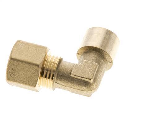 G 1/4'' x 10mm Brass 90 deg Elbow Compression Fitting 95 Bar DIN EN 1254-2