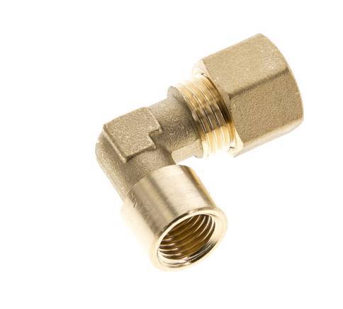 G 1/4'' x 10mm Brass 90 deg Elbow Compression Fitting 95 Bar DIN EN 1254-2