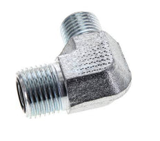 UN 11/16''-16 x UNF 9/16''-18 Male Zinc plated Steel 90 deg Elbow Fitting ORFS 630 Bar - Hydraulic