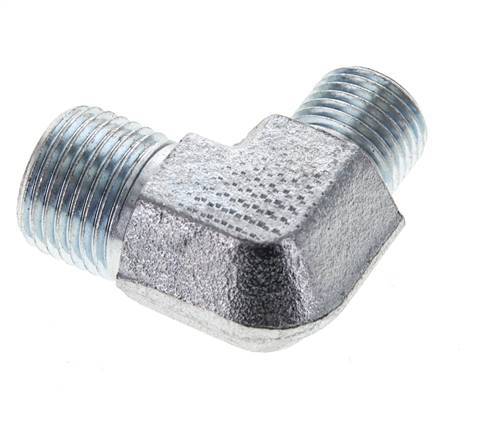 UN 11/16''-16 x UNF 9/16''-18 Male Zinc plated Steel 90 deg Elbow Fitting ORFS 630 Bar - Hydraulic
