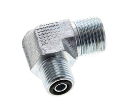 UN 11/16''-16 x UNF 9/16''-18 Male Zinc plated Steel 90 deg Elbow Fitting ORFS 630 Bar - Hydraulic