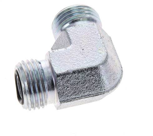 UN 11/16''-16 Male Zinc plated Steel 90 deg Elbow Fitting ORFS 630 Bar - Hydraulic