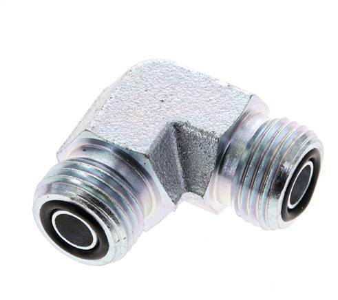 UN 11/16''-16 Male Zinc plated Steel 90 deg Elbow Fitting ORFS 630 Bar - Hydraulic
