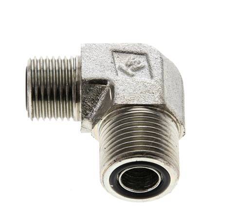UN 13/16''-16 x UN 11/16''-16 Male Zinc plated Steel 90 deg Elbow Fitting ORFS 630 Bar - Hydraulic
