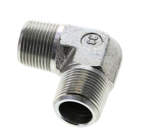 3/4'' NPT Male Zinc plated Steel 90 deg Elbow Fitting 200 Bar - Hydraulic