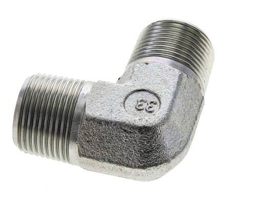 3/4'' NPT Male Zinc plated Steel 90 deg Elbow Fitting 200 Bar - Hydraulic