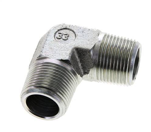3/4'' NPT Male Zinc plated Steel 90 deg Elbow Fitting 200 Bar - Hydraulic