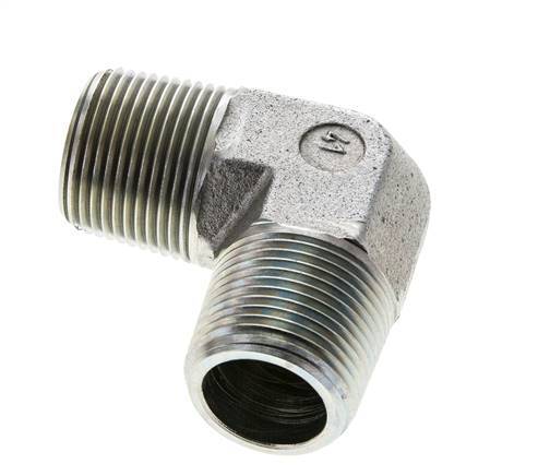 1'' NPT Male Zinc plated Steel 90 deg Elbow Fitting 160 Bar - Hydraulic