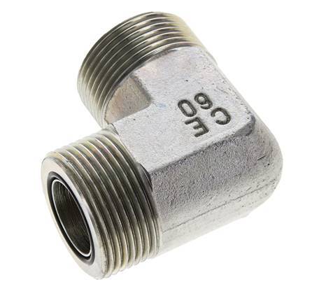 UN 1-7/16''-12 Male Zinc plated Steel 90 deg Elbow Fitting ORFS 400 Bar - Hydraulic