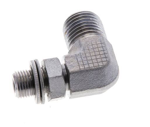 UNF 9/16''-18 x G 1/8'' Male Zinc plated Steel 90 deg Elbow Fitting ORFS 400 Bar - Hydraulic