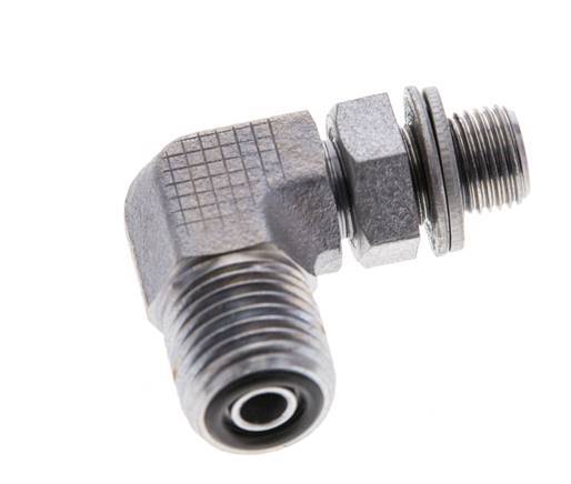 UNF 9/16''-18 x G 1/8'' Male Zinc plated Steel 90 deg Elbow Fitting ORFS 400 Bar - Hydraulic