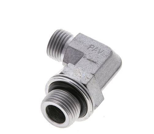 UNF 9/16''-18 x G 3/8'' Male Zinc plated Steel 90 deg Elbow Fitting ORFS 400 Bar - Hydraulic