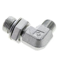 UN 11/16''-16 x G 1/2'' Male Zinc plated Steel 90 deg Elbow Fitting ORFS 400 Bar - Hydraulic