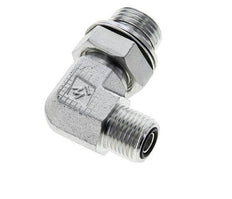 UN 11/16''-16 x G 1/2'' Male Zinc plated Steel 90 deg Elbow Fitting ORFS 400 Bar - Hydraulic
