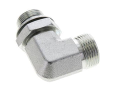 UN 1-3/16''-12 x G 3/4'' Male Zinc plated Steel 90 deg Elbow Fitting ORFS 400 Bar - Hydraulic