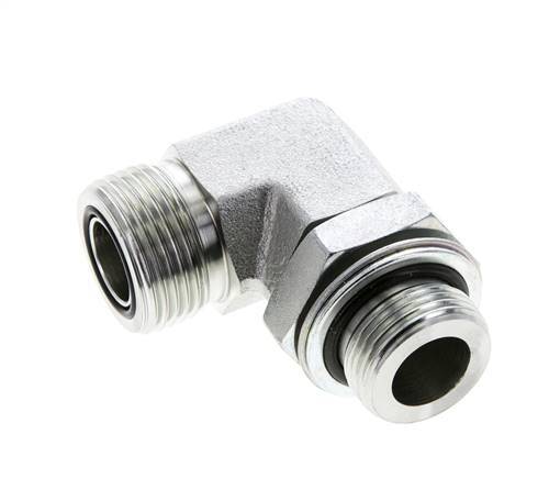 UN 1-3/16''-12 x G 3/4'' Male Zinc plated Steel 90 deg Elbow Fitting ORFS 400 Bar - Hydraulic