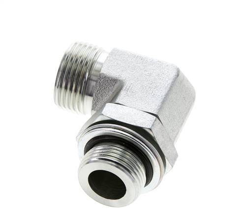 UN 1-3/16''-12 x G 3/4'' Male Zinc plated Steel 90 deg Elbow Fitting ORFS 400 Bar - Hydraulic