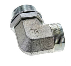 UN 2''-12 x G 1 1/2'' Male Zinc plated Steel 90 deg Elbow Fitting ORFS 200 Bar - Hydraulic