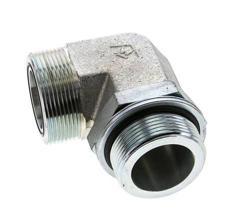 UN 2''-12 x G 1 1/2'' Male Zinc plated Steel 90 deg Elbow Fitting ORFS 200 Bar - Hydraulic