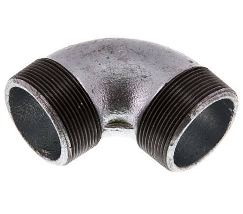 R 2'' Male Zinc plated Cast iron 90 deg Elbow Fitting 25 Bar
