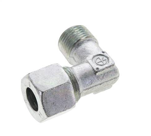 1/2'' NPT Male x 14S Zinc plated Steel 90 deg Elbow Cutting ring 630 Bar DIN 2353