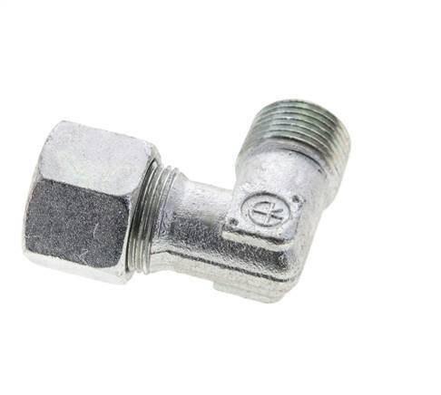 1/2'' NPT Male x 14S Zinc plated Steel 90 deg Elbow Cutting ring 630 Bar DIN 2353