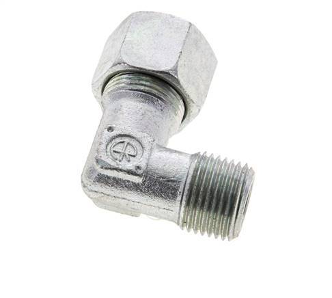 1/2'' NPT Male x 14S Zinc plated Steel 90 deg Elbow Cutting ring 630 Bar DIN 2353
