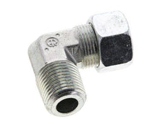 1/2'' NPT Male x 15L Zinc plated Steel 90 deg Elbow Cutting ring 315 Bar DIN 2353