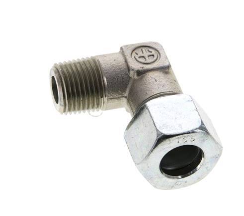 1/2'' NPT Male x 16S Zinc plated Steel 90 deg Elbow Cutting ring 400 Bar DIN 2353
