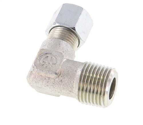 R 1/2'' Male x 10L Zinc plated Steel 90 deg Elbow Fitting 315 Bar DIN 2353