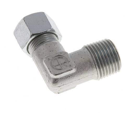 R 1/2'' Male x 12L Zinc plated Steel 90 deg Elbow Fitting 315 Bar DIN 2353