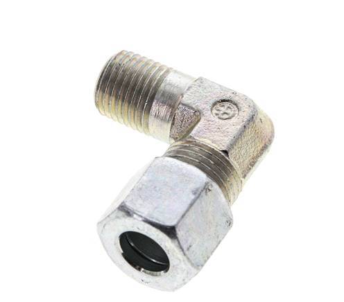 1/4'' NPT Male x 10L Zinc plated Steel 90 deg Elbow Cutting ring 315 Bar DIN 2353