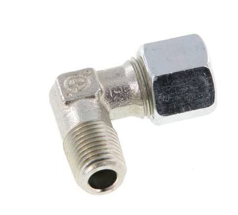 R 1/4'' Male x 10L Zinc plated Steel 90 deg Elbow Fitting 315 Bar DIN 2353