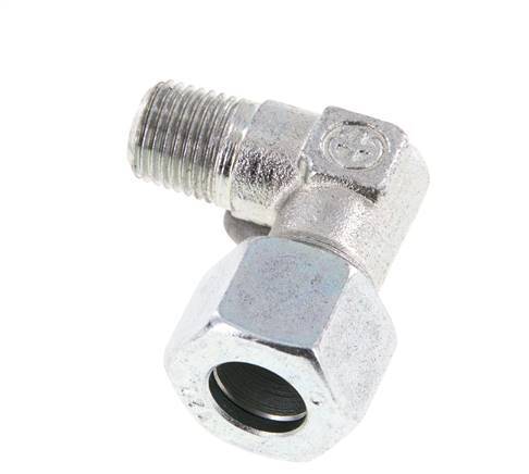 R 1/4'' Male x 12L Zinc plated Steel 90 deg Elbow Fitting 315 Bar DIN 2353