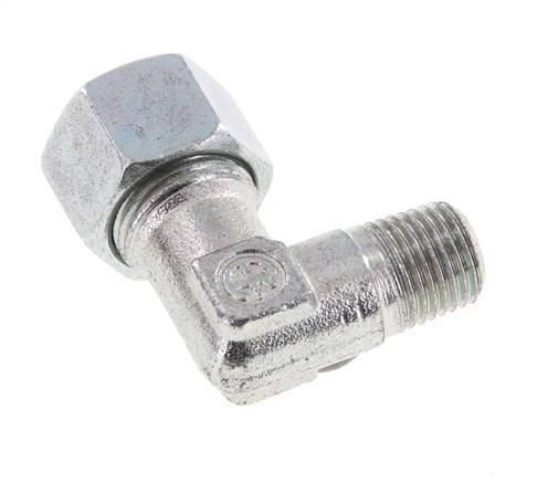 R 1/4'' Male x 12L Zinc plated Steel 90 deg Elbow Fitting 315 Bar DIN 2353