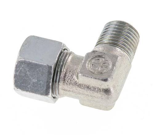 R 1/4'' Male x 12LL Zinc plated Steel 90 deg Elbow Fitting 100 Bar DIN 2353