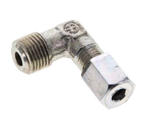 1/8'' NPT Male x 4LL Zinc plated Steel 90 deg Elbow Cutting ring 100 Bar DIN 2353