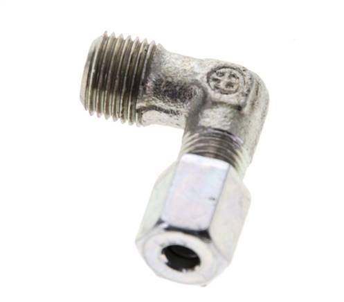 1/8'' NPT Male x 4LL Zinc plated Steel 90 deg Elbow Cutting ring 100 Bar DIN 2353
