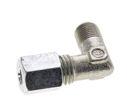 1/8'' NPT Male x 6L Zinc plated Steel 90 deg Elbow Cutting ring 315 Bar DIN 2353