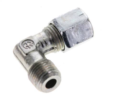 1/8'' NPT Male x 6LL Zinc plated Steel 90 deg Elbow Cutting ring 100 Bar DIN 2353