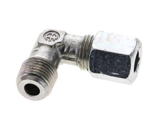 1/8'' NPT Male x 6LL Zinc plated Steel 90 deg Elbow Cutting ring 100 Bar DIN 2353