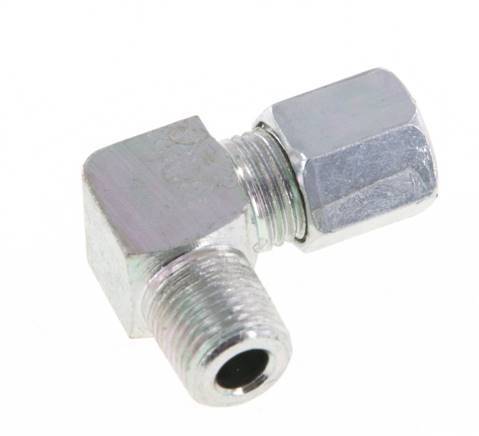 R 1/8'' Male x 6LL Zinc plated Steel 90 deg Elbow Fitting 100 Bar DIN 2353
