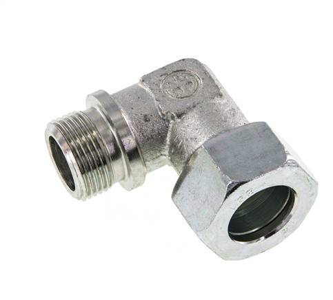 G 3/4'' Male x 22L Zinc plated Steel 90 deg Elbow Fitting 160 Bar DIN 2353