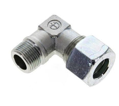 3/4'' NPT Male x 20S Zinc plated Steel 90 deg Elbow Cutting ring 400 Bar DIN 2353