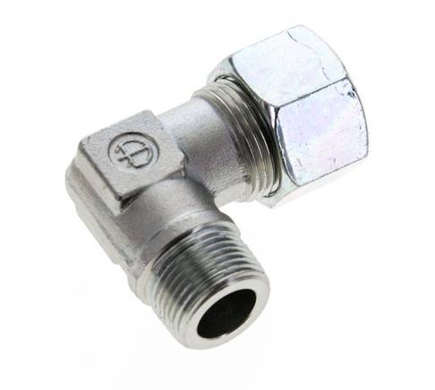 3/4'' NPT Male x 20S Zinc plated Steel 90 deg Elbow Cutting ring 400 Bar DIN 2353